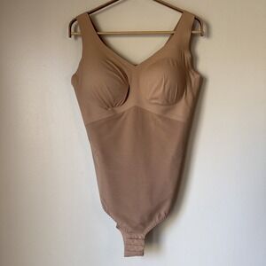 Honey Love Liftwear Tank Bodysuit 1X Beige Nude Built In Bra LWBS0201 Shaping
